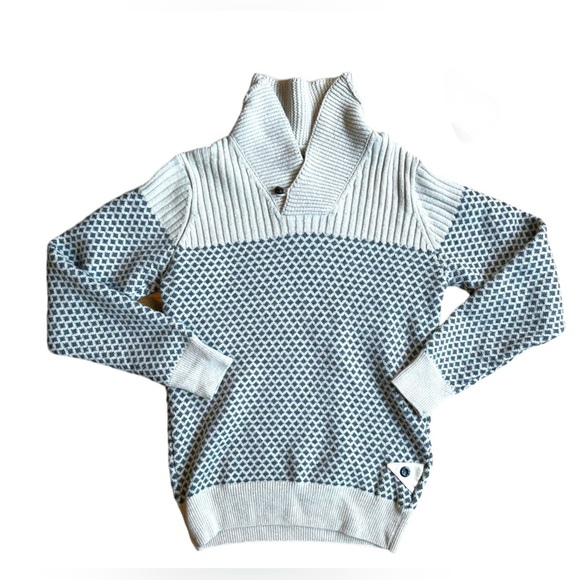 Barbour Other - BARBOUR Cream and Blue Unisex sweater 1/4 Button Up Size Small